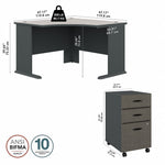 Bush Business Furniture Cubix 48"W Corner Desk with Mobile File Cabinet, Slate/White Spectrum (SRA035SLSU)