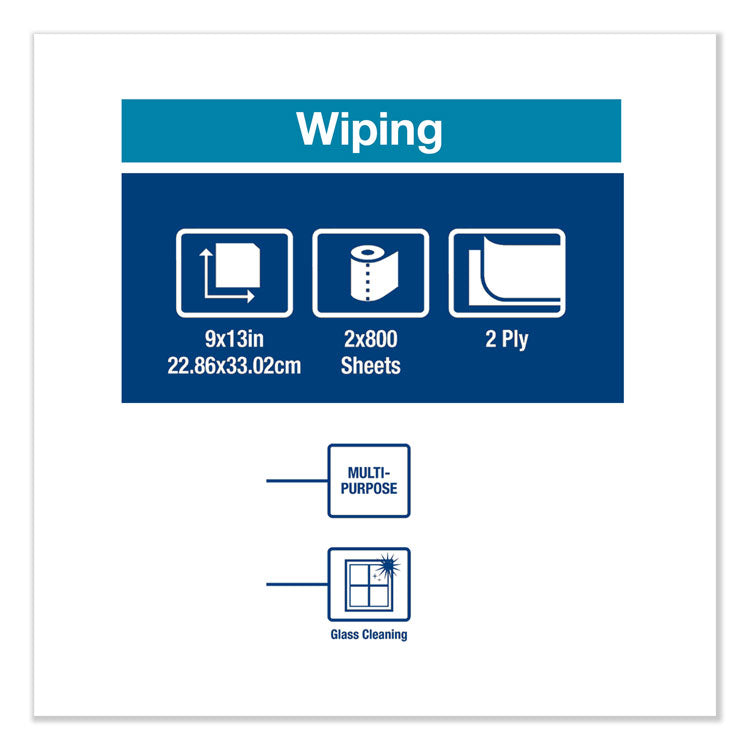 Paper Wiper, Centerfeed, 2-Ply, 9 X 13, White, 800/roll, 2 Rolls/carton