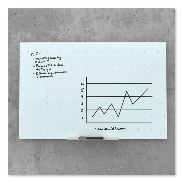 Floating Glass Ghost Grid Dry Erase Board, 36" x 24" (Actual Size: 35" x 23"), White Surface