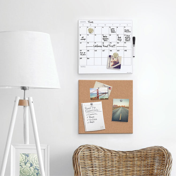 Frameless Tile Board Value Pack, (1) Tan Bulletin Board, (1) White Magnetic Dry Erase Planning Board, 14" x 14"