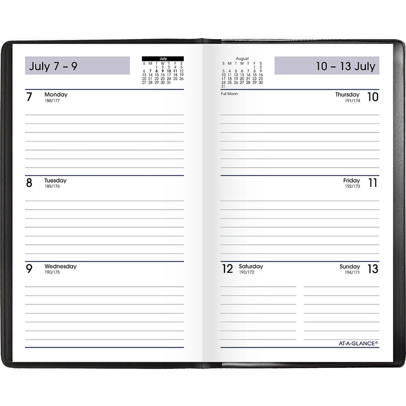 2025-2026 AT-A-GLANCE DayMinder 3.5" x 6" Academic Weekly Planner, Black (AY48-00-26)