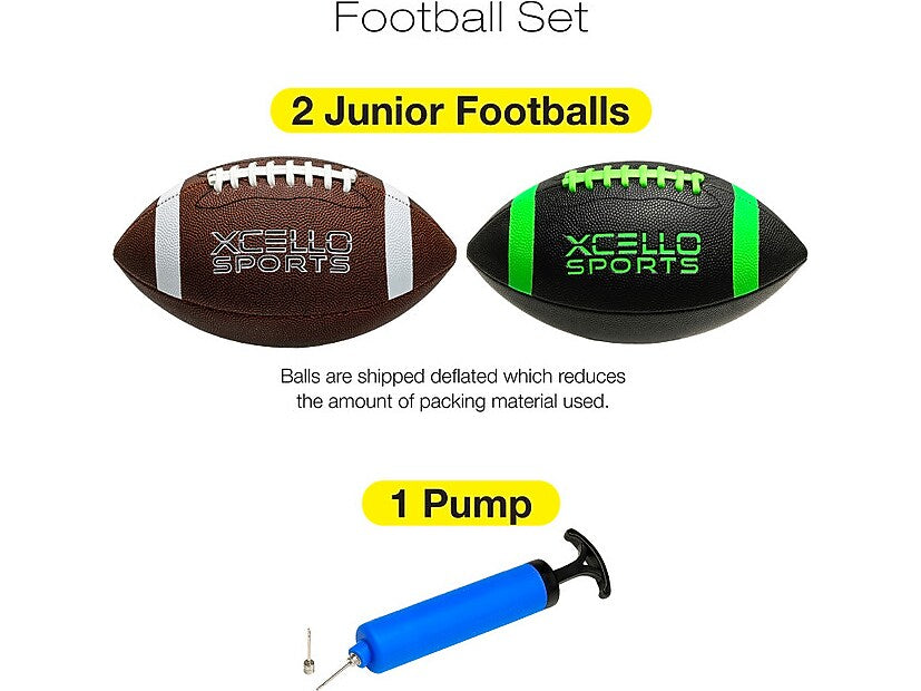 Xcello Sports JR Footballs, Assorted Colors, 2/Pack (XS-FB-JRPVC-2)