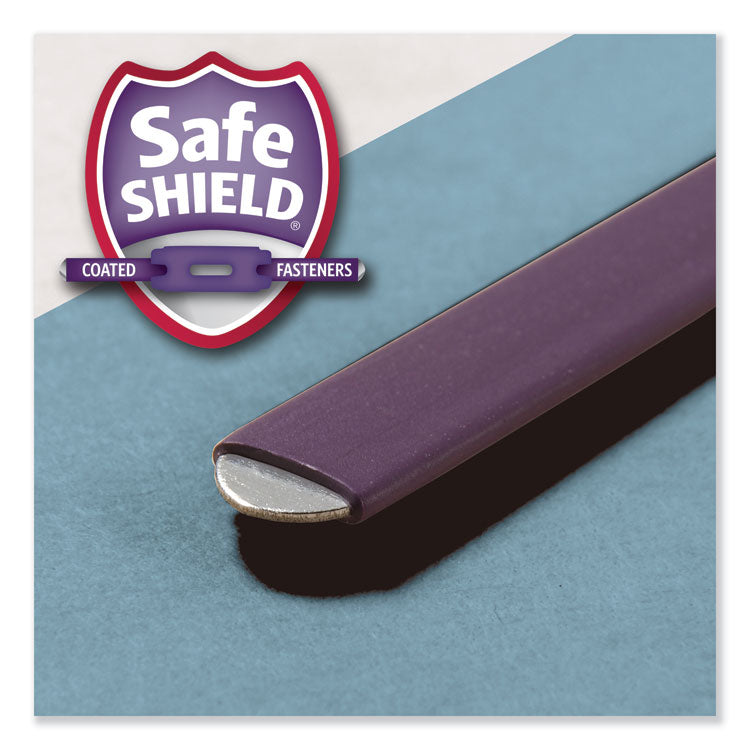 Four-Section Pressboard Top Tab Classification Folders, Four SafeSHIELD Fasteners, 1 Divider, Letter Size, Blue, 10/Box