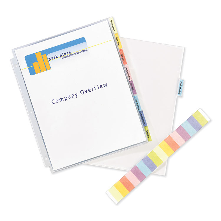 Protect 'n Tab Sheet Protectors, 8-Tabs, Heavy-Duty, Side: 3-Hole Punched, Top Load 8.5 x 11 Insert, Clear, 8/Set