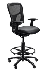 Tempur-Pedic Vinyl Drafting Stool with Backrest and Footrest with Lumbar Support, Black (TP8200-DBLKV)