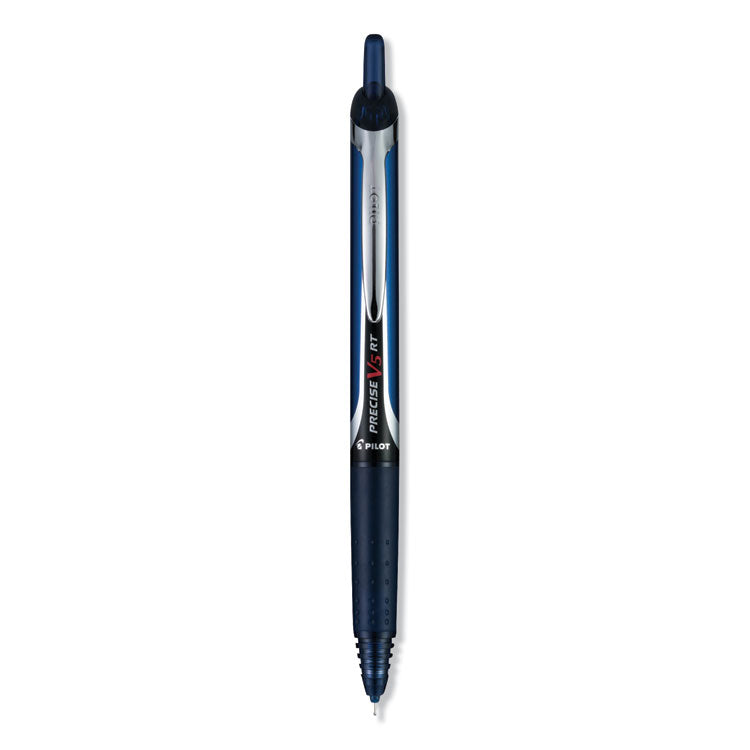 Precise V5RT Rollerball Pen, Retractable, Extra-Fine 0.5 mm, Navy Ink, Navy Barrel, Dozen