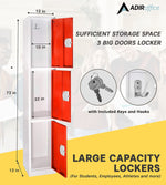 AdirOffice 72"H 3-Tier Red Storage Locker (ADI629-203-RED-DL)