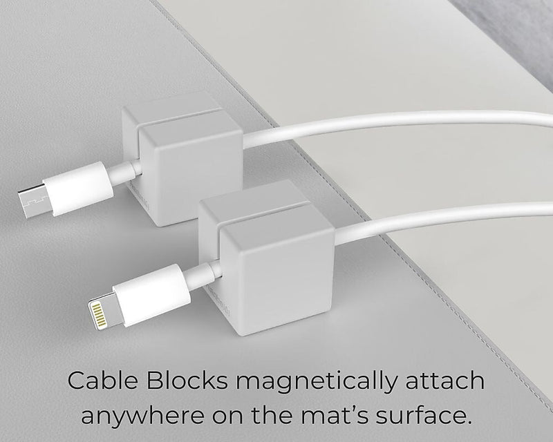 Function101 Desk Mat Pro + 2 Magnetic Cable Block Managers, 31" x 16", Gray (F101-DMPG2)