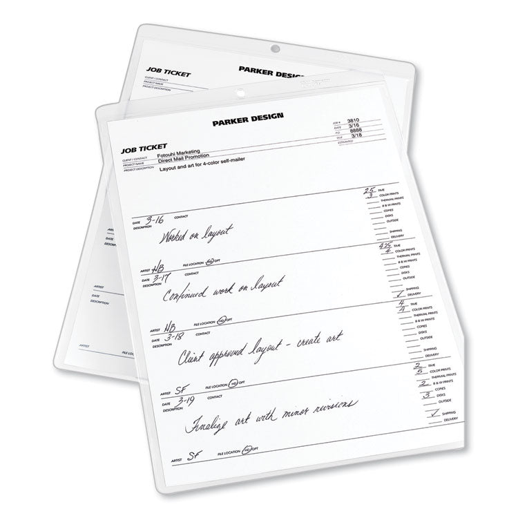Heavyweight Clear Job Ticket Holder, Top Load 9 x 12 Insert, Clear Front, 10/Pack
