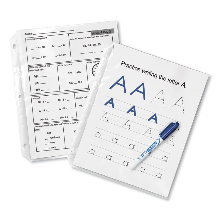Heavyweight Easy Load Diamond Clear Sheet Protector, Side: 3-Hole Punched, Top Load 8.5 x 11 Insert, Clear Front, 50/Box