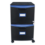 Two-Drawer Mobile Filing Cabinet, 2 Legal/letter-Size File Drawers, Black/blue, 14.75" X 18.25" X 26"