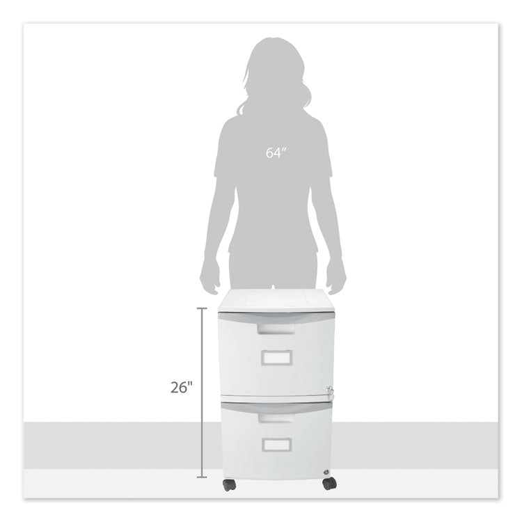 Two-Drawer Mobile Filing Cabinet, 2 Legal/letter-Size File Drawers, Gray, 14.75" X 18.25" X 26"