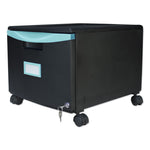 Single-Drawer Mobile Filing Cabinet, 1 Legal/letter-Size File Drawer, Black/teal, 14.75" X 18.25" X 12.75"
