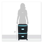 Two-Drawer Mobile Filing Cabinet, 2 Legal/letter-Size File Drawers, Black/teal, 14.75" X 18.25" X 26"