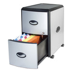 Mobile Filing Cabinet With Metal Siding, 2 Letter-Size File Drawers, Silver/black, 19" X 15" X 23"
