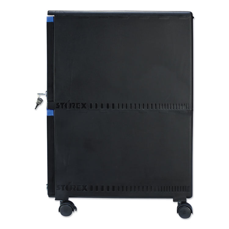 Two-Drawer Mobile Filing Cabinet, 2 Legal/letter-Size File Drawers, Black/blue, 14.75" X 18.25" X 26"