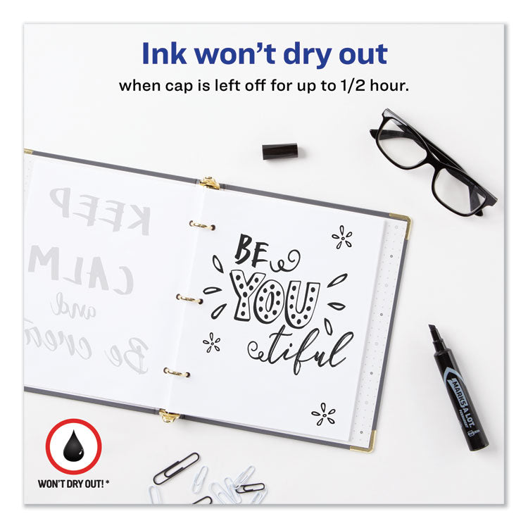 Marks A Lot Regular Desk-Style Permanent Marker, Broad Chisel Tip, Black, Dozen (7888)