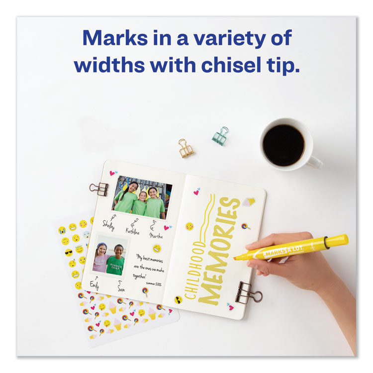 Marks A Lot Large Desk-Style Permanent Marker, Broad Chisel Tip, Yellow, Dozen (8882)