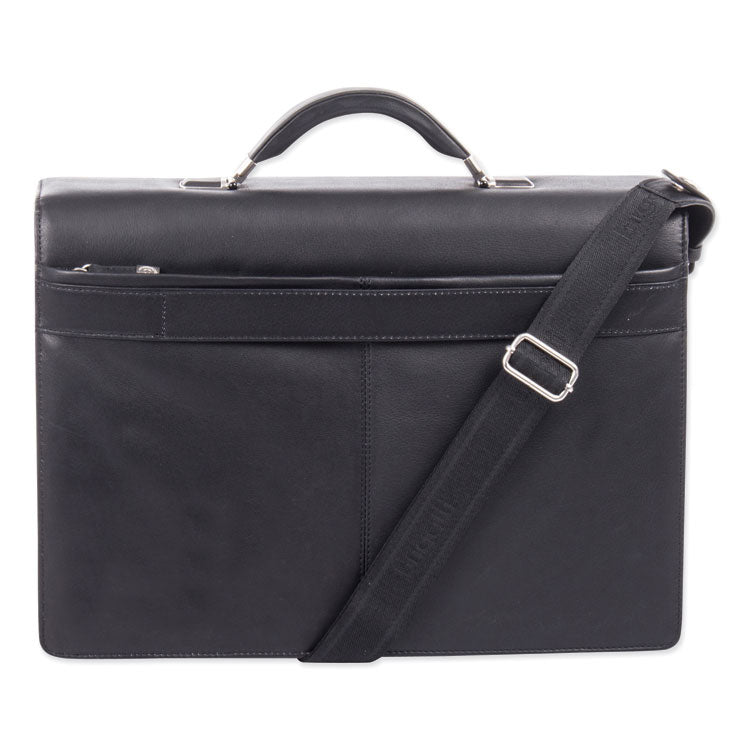Milestone Briefcase, Fits Devices Up to 15.6", Leather, 5 x 5 x 12, Black