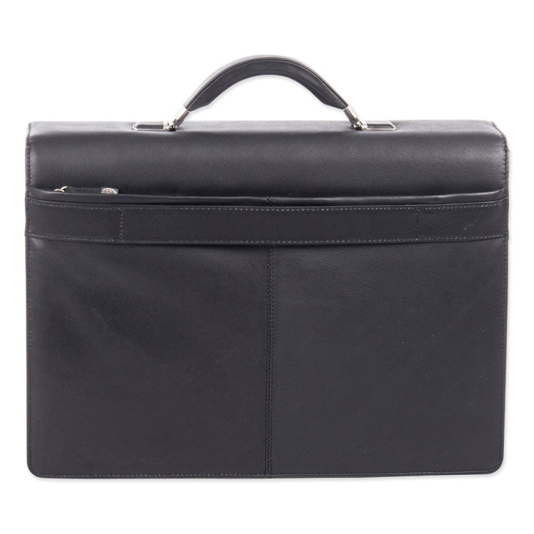 Milestone Briefcase, Fits Devices Up to 15.6", Leather, 5 x 5 x 12, Black