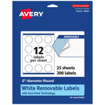 Avery Laser/Inkjet Round Multipurpose Labels, 2" Dia., 300 Labels/Pack  (94501)