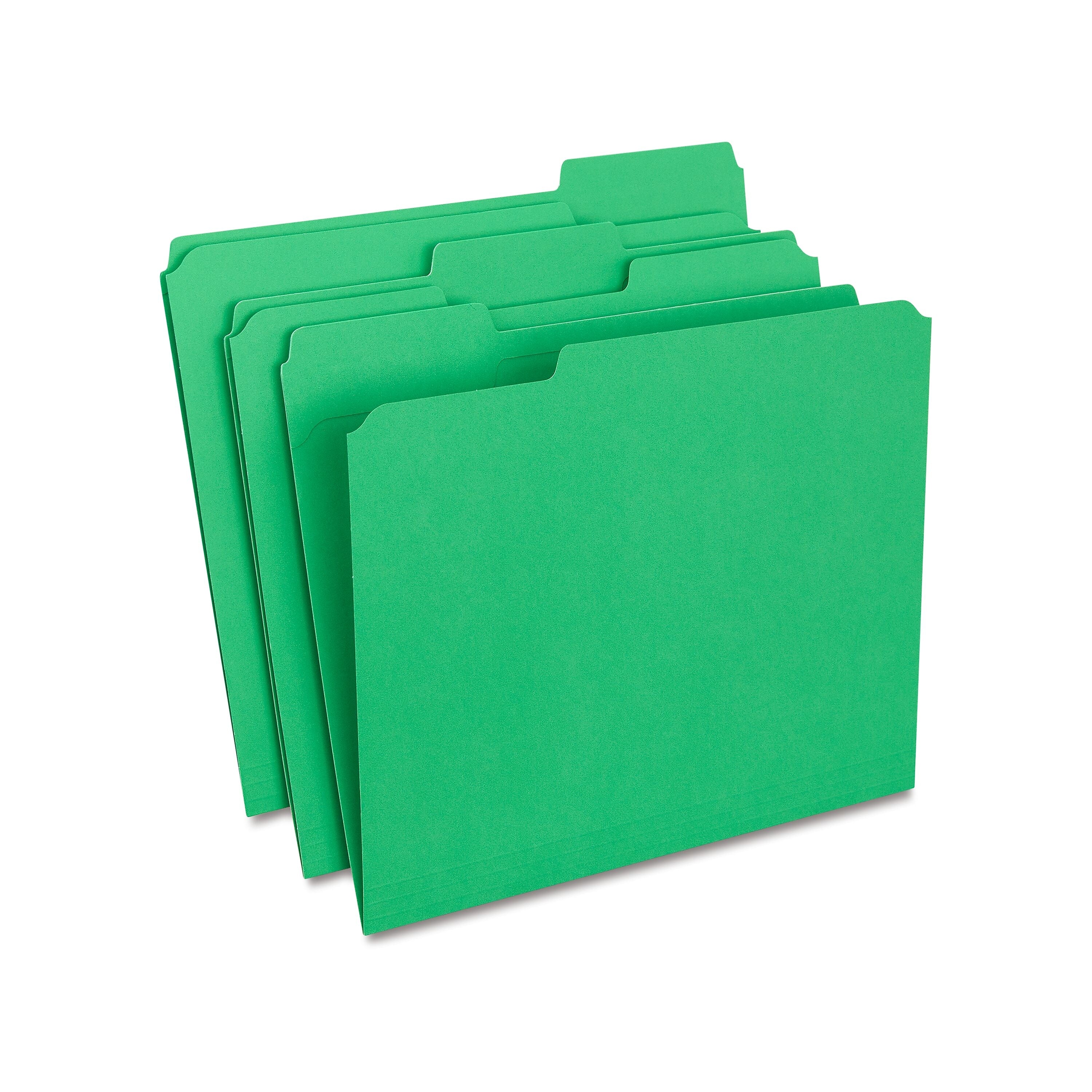 Staples Reinforced File Folders, 1/3-Cut Tab, Letter Size, Green, 100/Box (ST508960-CC)