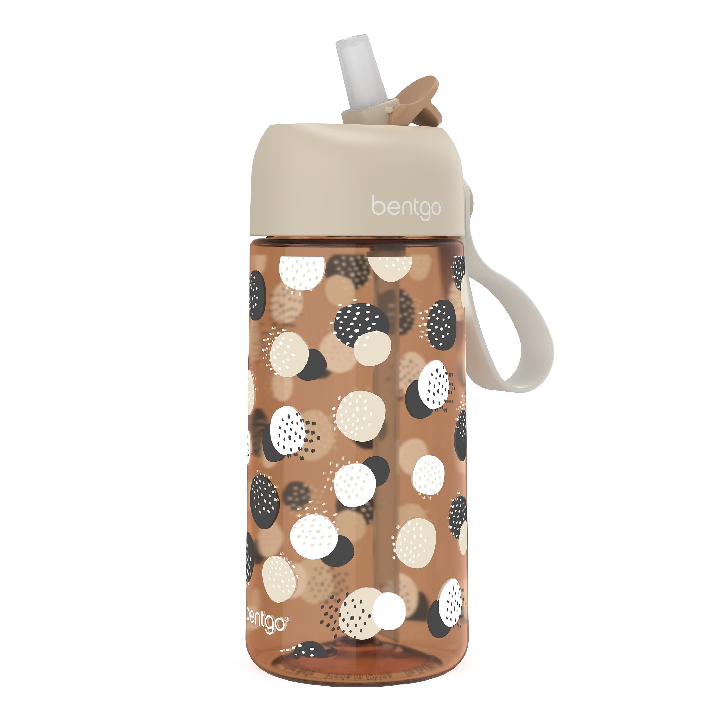 bentgo Whimsy & Wonder Plastic Water Bottle, 15 oz., Spots & Dots (BGKDWB1-DOT)