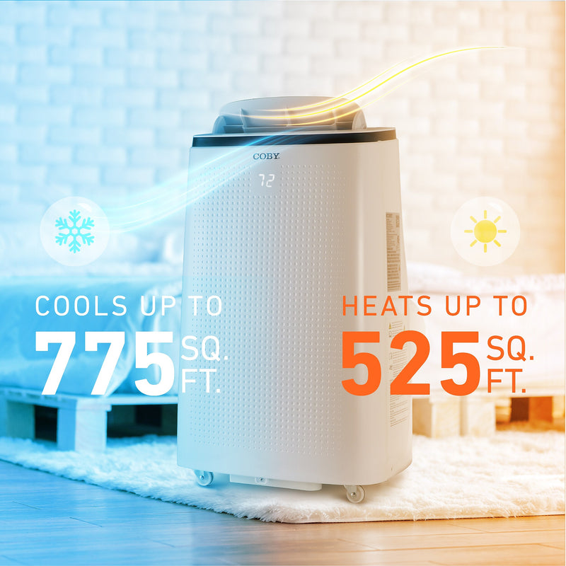 Coby 115-Volt 15,000 BTU (10,800 BTU DOE) Portable Air Conditioner, with Remote, White (CBPAC1080H)