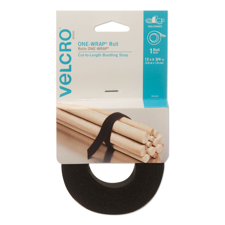 One-Wrap Pre-Cut Standard Ties, 0.75" X 12", Black