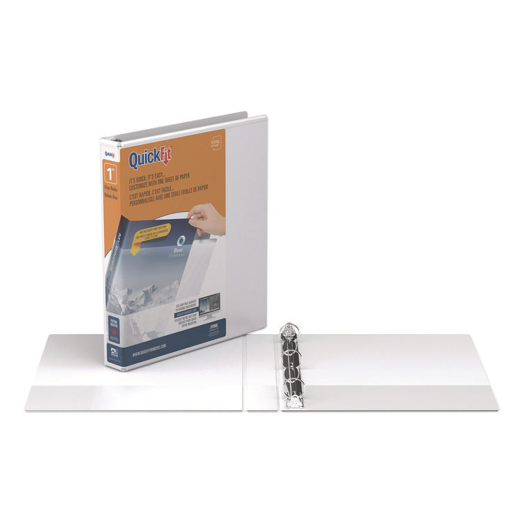 Quickfit Round-Ring View Binder, 3 Rings, 1" Capacity, 11 X 8.5, White