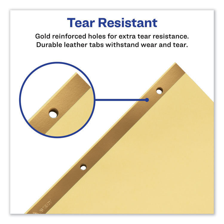 Preprinted Black Leather Tab Dividers w/Gold Reinforced Edge, 31-Tab, 1 to 31, 11 x 8.5, Buff, 1 Set