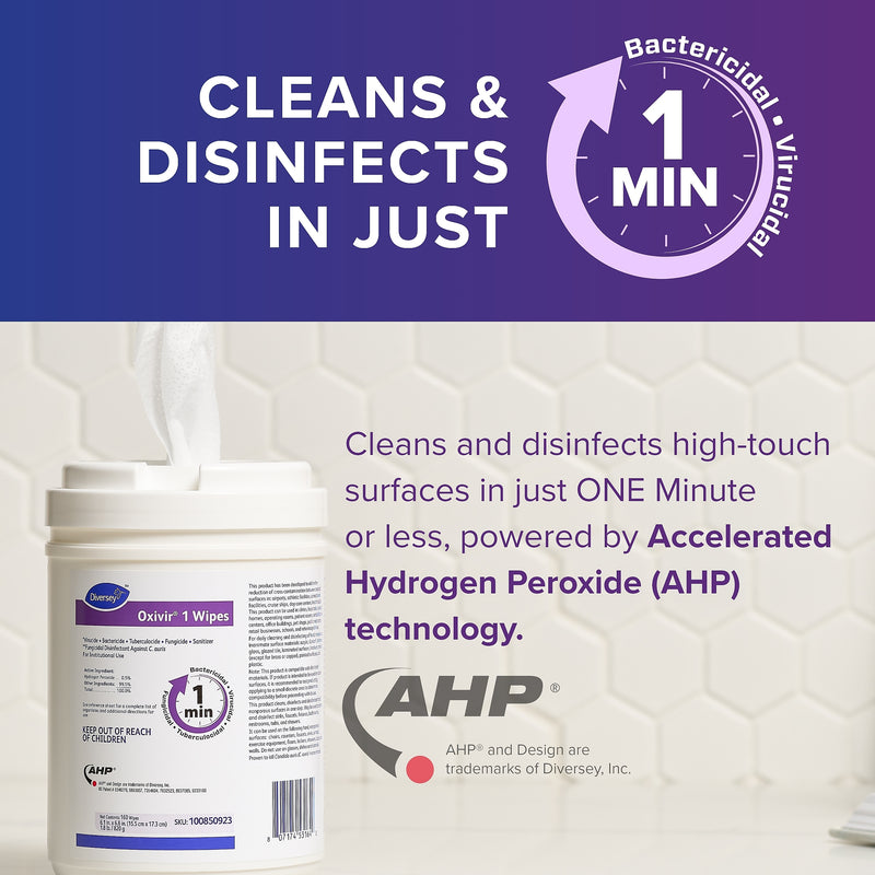 Diversey Oxivir 1 Disinfecting Wipes, 160 Wipes/Container, 12/Carton (100850923)