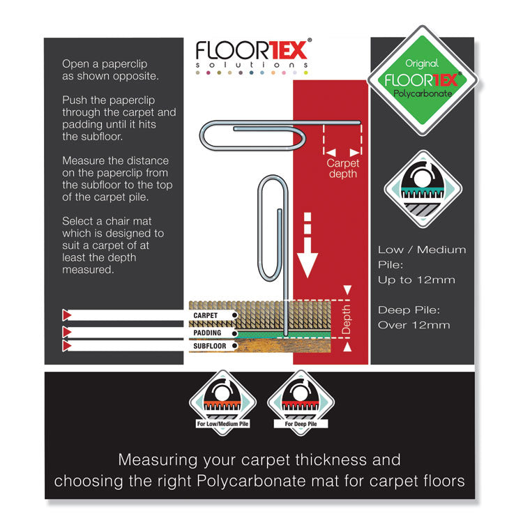 Cleartex Ultimat Polycarbonate Chair Mat for High Pile Carpets, 60" w x 48" l, Clear