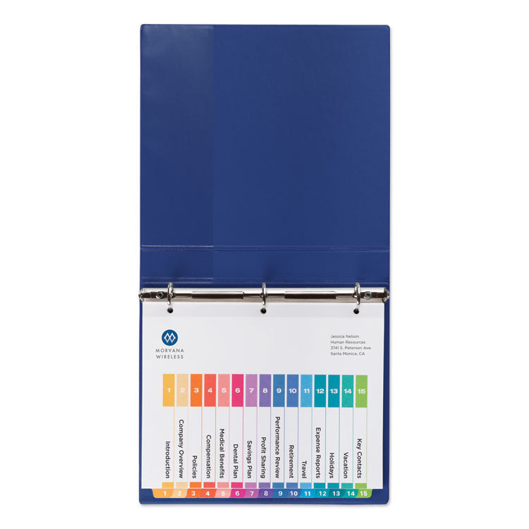 Customizable TOC Ready Index Multicolor Tab Dividers, 15-Tab, 1 to 15, 11 x 8.5, White, Traditional Color Tabs, 1 Set