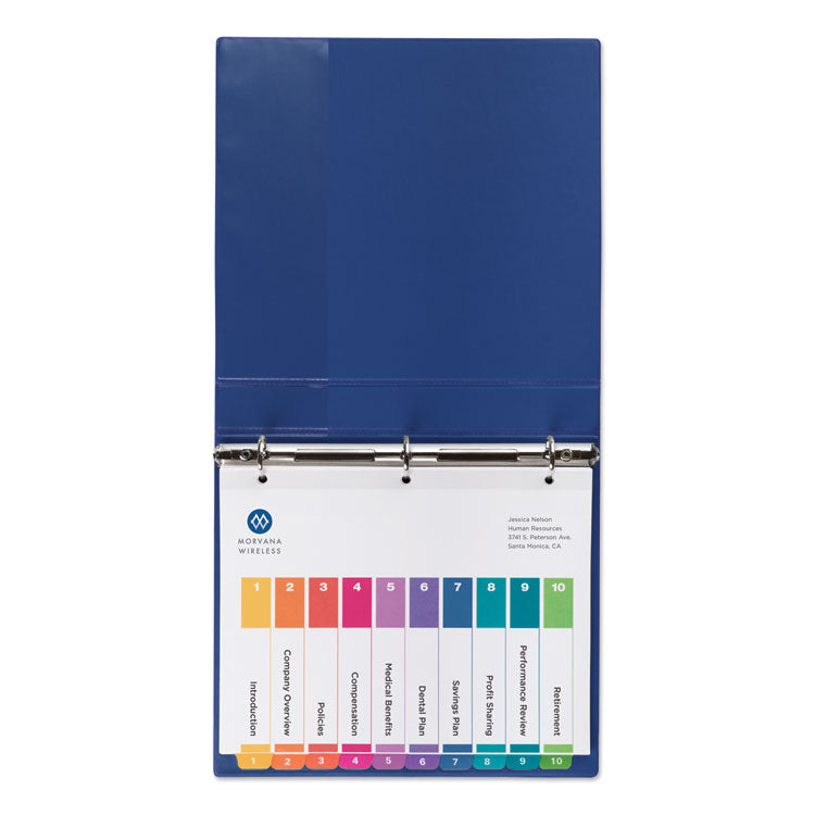 Customizable TOC Ready Index Multicolor Tab Dividers, Uncollated, 10-Tab, 1 to 10, 11 x 8.5, White, 24 Sets