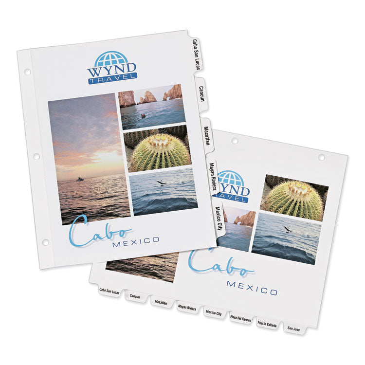Customizable Print-On Dividers, 3-Hole Punched, 5-Tab, 11 x 8.5, White, 1 Set