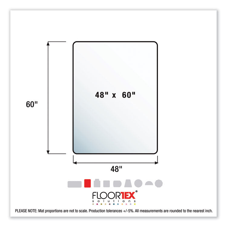 Cleartex Ultimat Polycarbonate Chair Mat for High Pile Carpets, 60" w x 48" l, Clear