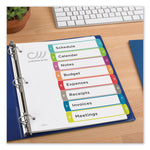 Customizable TOC Ready Index Multicolor Tab Dividers, 8-Tab, 1 to 8, 11 x 8.5, White, Contemporary Color Tabs, 1 Set