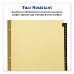 Preprinted Black Leather Tab Dividers w/Gold Reinforced Edge, 25-Tab, A to Z, 11 x 8.5, Buff, 1 Set