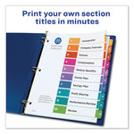 Customizable TOC Ready Index Multicolor Tab Dividers, 10-Tab, 1 to 10, 11 x 8.5, White, Traditional Color Tabs, 1 Set