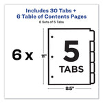 Customizable TOC Ready Index Multicolor Tab Dividers, 5-Tab, 1 to 5, 11 x 8.5, White, Traditional Color Tabs, 6 Sets