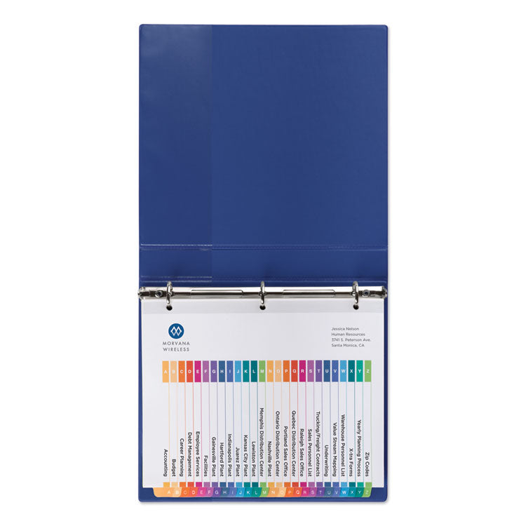 Customizable TOC Ready Index Multicolor Tab Dividers, 26-Tab, A to Z, 11 x 8.5, White, Traditional Color Tabs, 1 Set