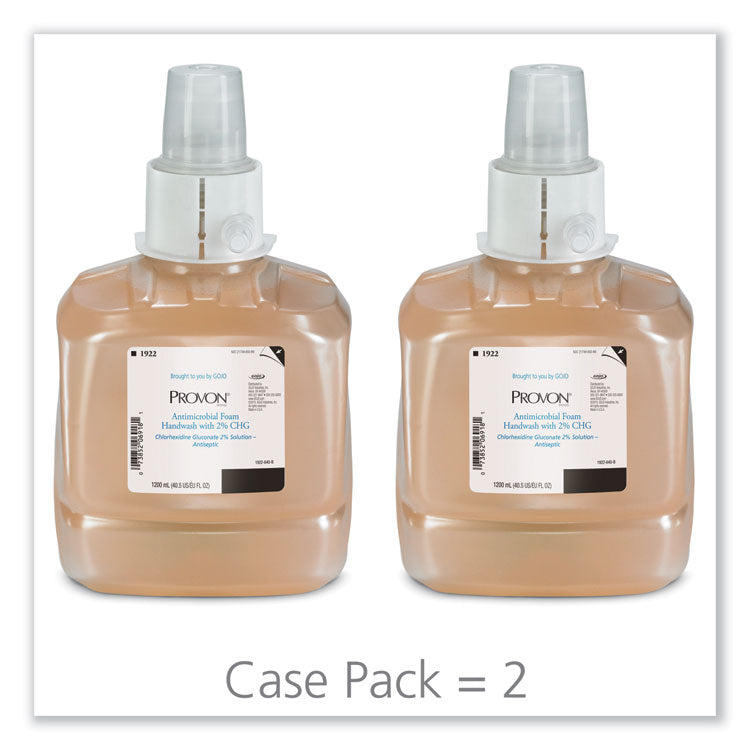 Antimicrobial Foam Handwash Refill, Fragrance-Free, 1,200 mL, 2/Carton