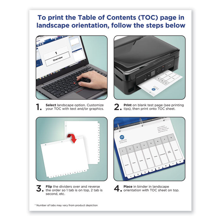 Customizable TOC Ready Index Black and White Dividers, 12-Tab, Jan. to Dec., 11 x 8.5, 1 Set