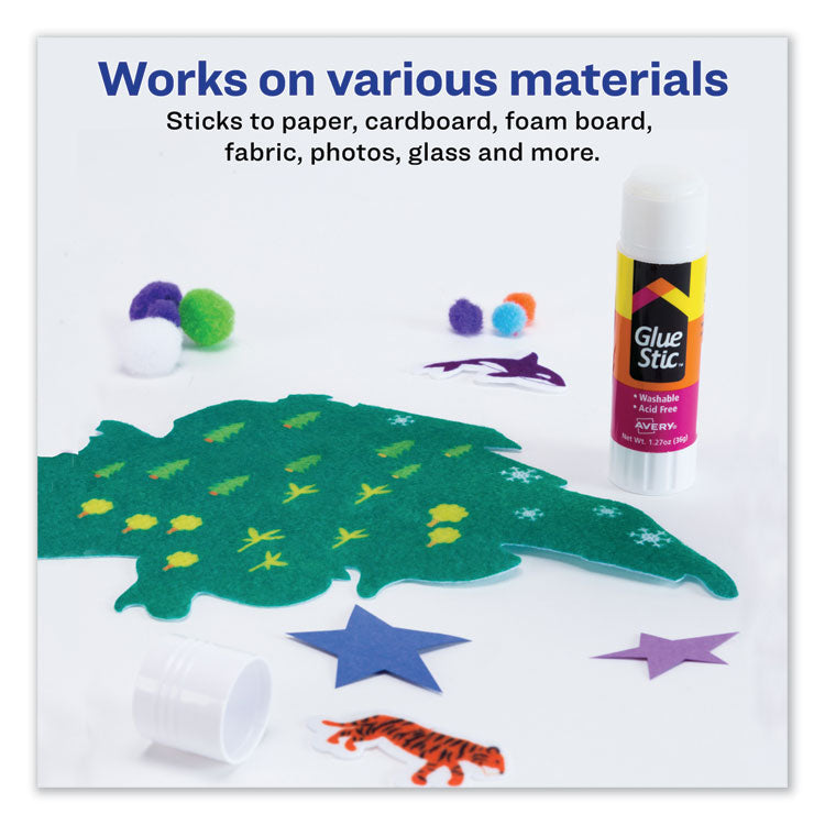Permanent Glue Stic, 1.27 Oz, Applies White, Dries Clear
