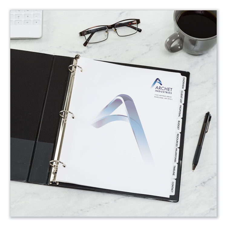 Customizable Print-On Dividers, 3-Hole Punched, 8-Tab, 11 x 8.5, White, 25 Sets