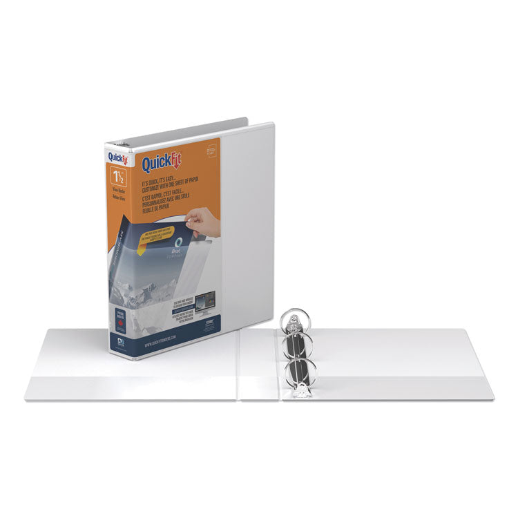 Quickfit Round-Ring View Binder, 3 Rings, 1.5" Capacity, 11 X 8.5, White