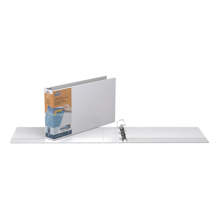 Quickfit Ledger D-Ring View Binder, 3 Rings, 2" Capacity, 11 X 17, White