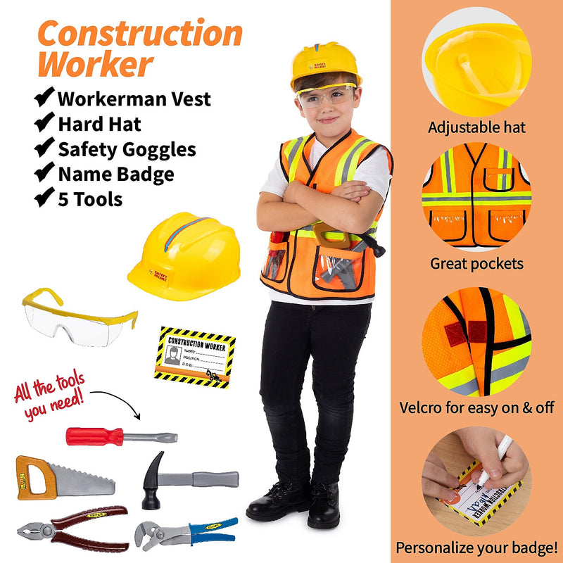 Bintiva Dress Up/Drama Play Helping At Home Trunk Set, Construction Worker/Chef/Gardener, 15 Pieces/Set (BNVBT023)