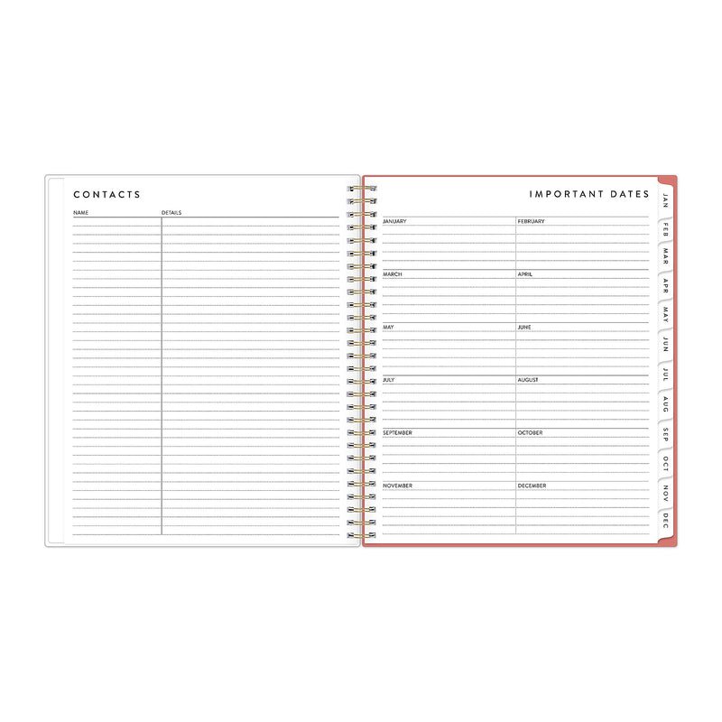 2026 Blue Sky Bespoke Letterpress Pomegranate Blush 8" x 10" Calendar Year Monthly Planner, Faux Leather Cover (156221)